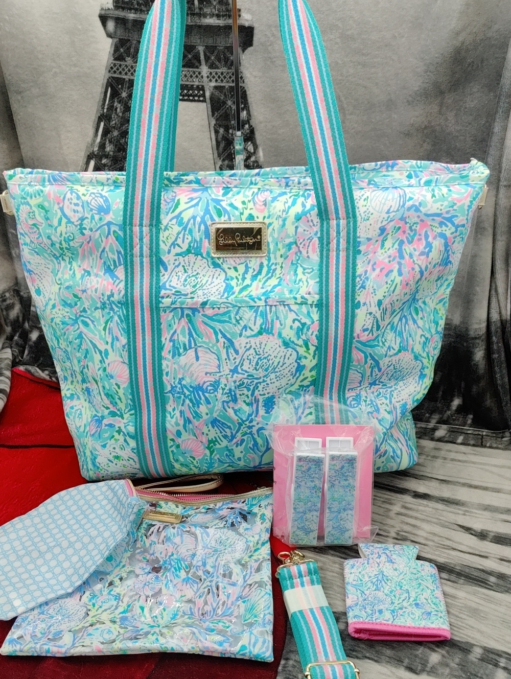 Lilly Pulitzer Insulated Cooler Tote Soleil It On Me Set
